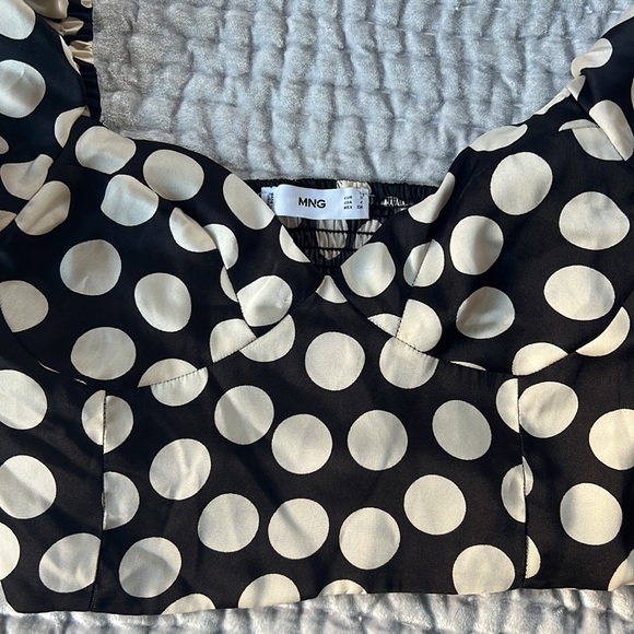 MANGO polka dot crop long sleeve bustier blouse - Picture 5 of 5